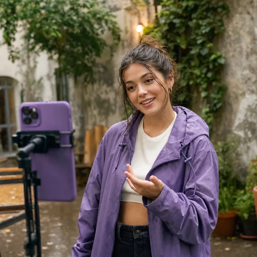 Creator filming outside after the rain